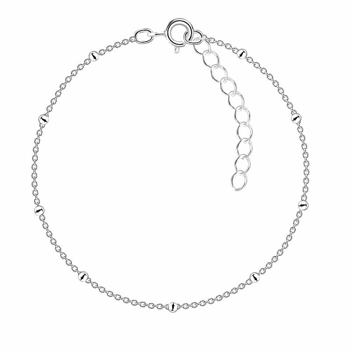 12114 Strieborný náramok retiazka s guličkami 18 cm - 18 cm, 0,75 g