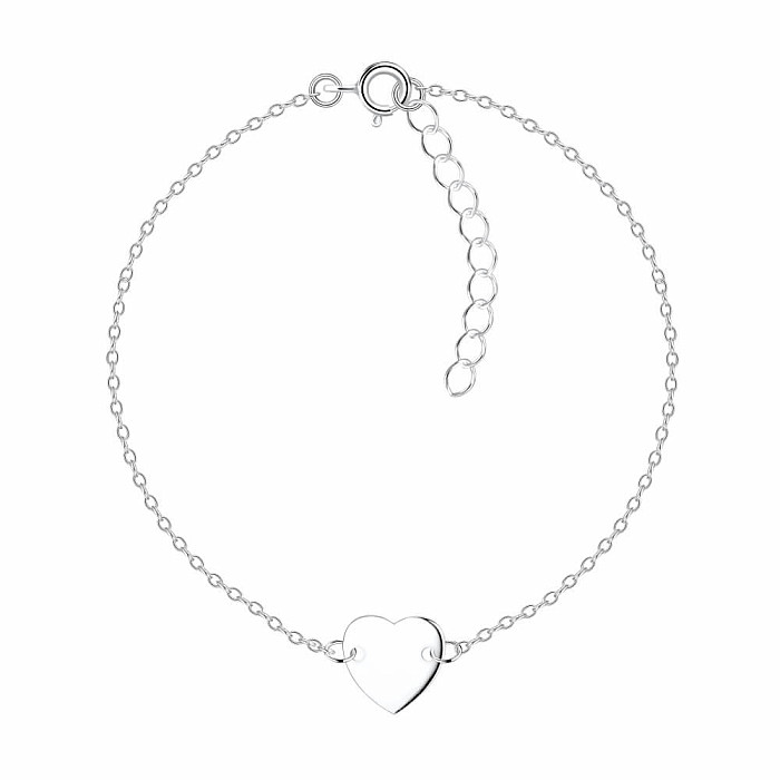 15572 Strieborný náramok retiazka HEART 18 cm - 18 cm, 0,80 g