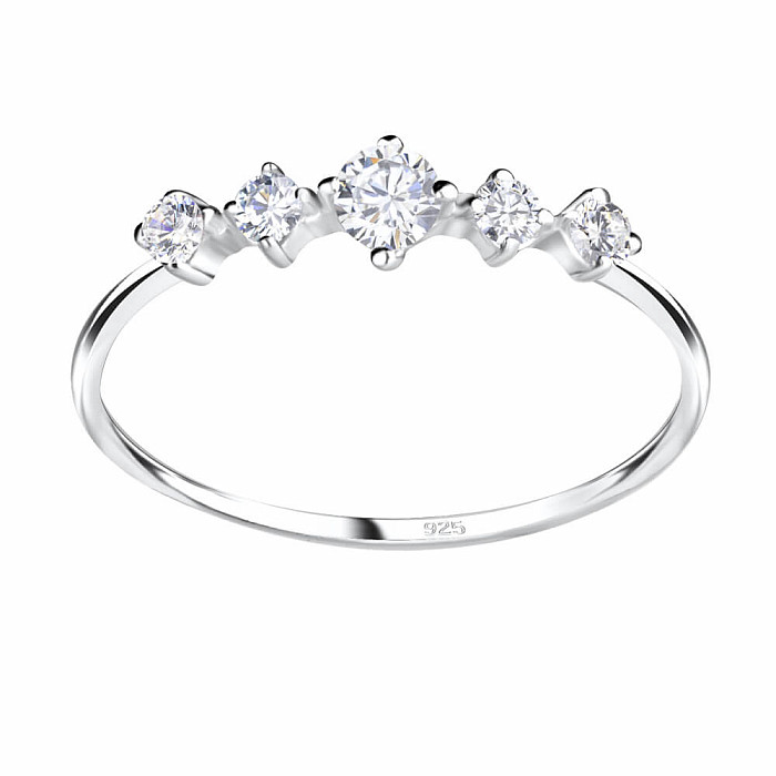 11381 Strieborný prsteň s iskrivými zirkónmi - 56 mm (US 8), 0,89 g