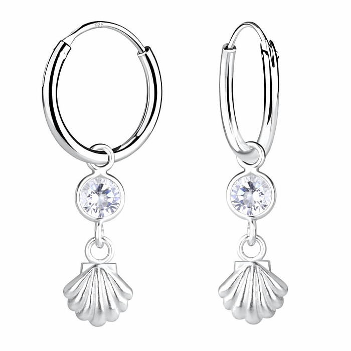 19139 Strieborné kruhové náušnice 25 mm MUŠLIČKA - 2,5 cm, 0,83 g