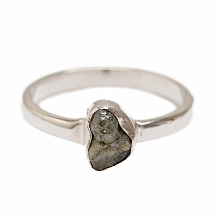 Diamant prírodný surový prsteň striebro Ag 925 R338 - 53 mm (US 6,5), 2 g