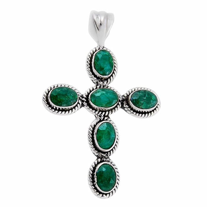 Smaragd indický - upravený prívesok striebro Ag 925 39012 - 3,8 cm, 7 g