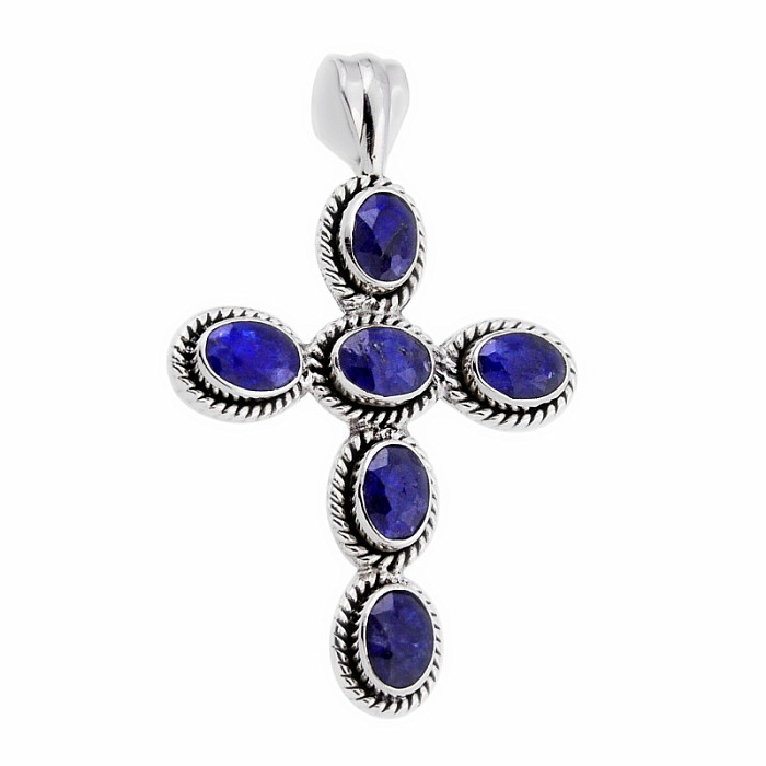 Zafír indický (upravený) prívesok striebro Ag 925 39046 - 3,8 cm, 7,2 g