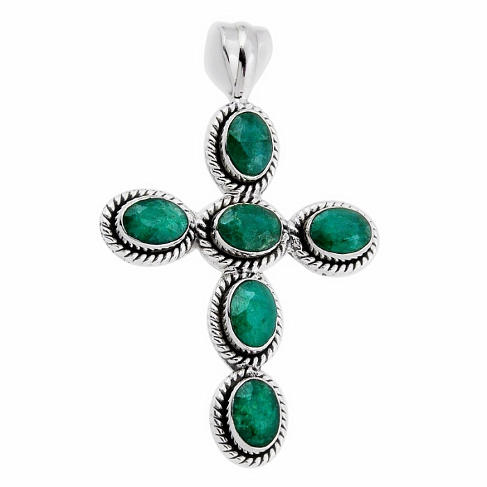 Smaragd indický - upravený prívesok striebro Ag 925 39047 - 3,8 cm, 7,3 g