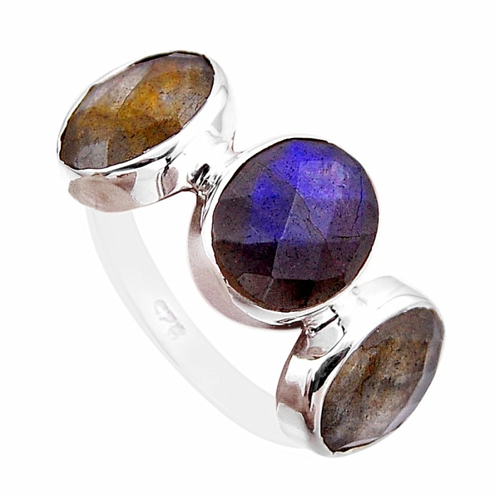 Labradorit dúhový prsteň striebro Ag 925 52819 - 55 mm (US 7,5), 5,3 g