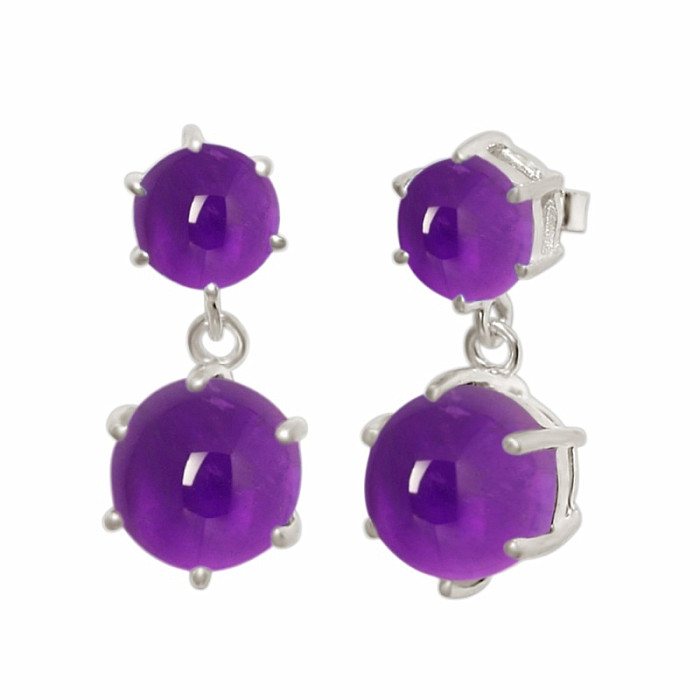 Strieborné visiace náušnice s ametystom - 2 cm, 3,6 g
