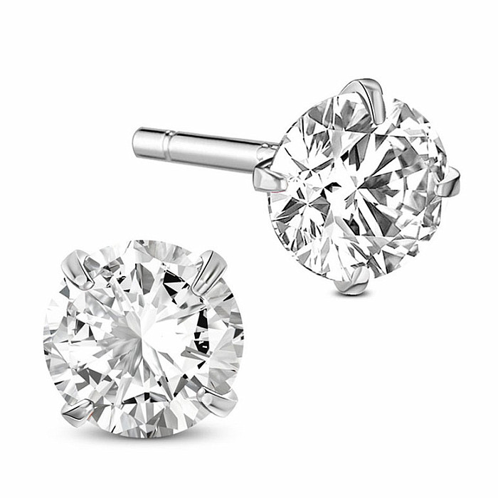 Strieborné náušnice kôstky so zirkónmi AA kvalita WHITE - 7,1 mm, 1,3 g