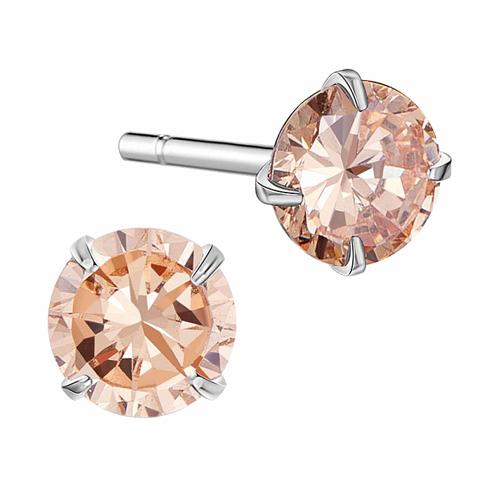 Strieborné náušnice kôstky so zirkónmi AA kvalita PEACH - 7,1 mm, 1,3 g