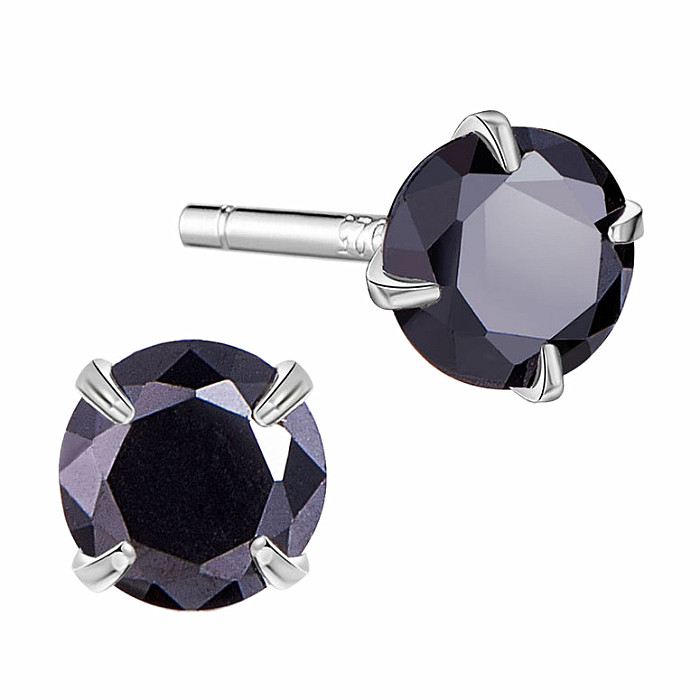 Strieborné náušnice kôstky so zirkónmi AA kvalita BLACK - 7,1 mm, 1,3 g