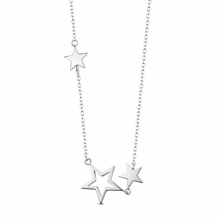 Strieborný rhodiovaný náhrdelník Silver Stars - cca 49 cm