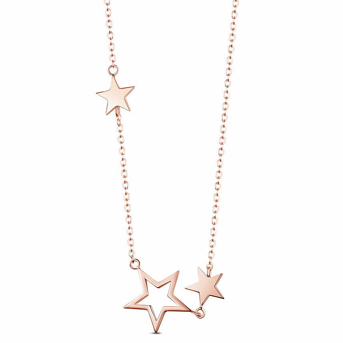 Strieborný pozlátený náhrdelník Pink Stars - cca 49 cm