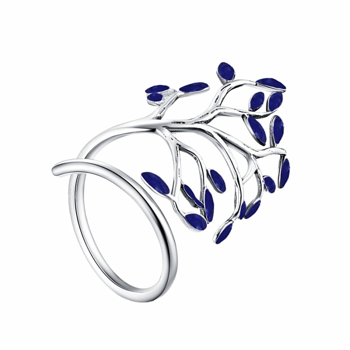 Strieborný rhodiovaný prsteň Blue tree - 63 mm (US 11,5)