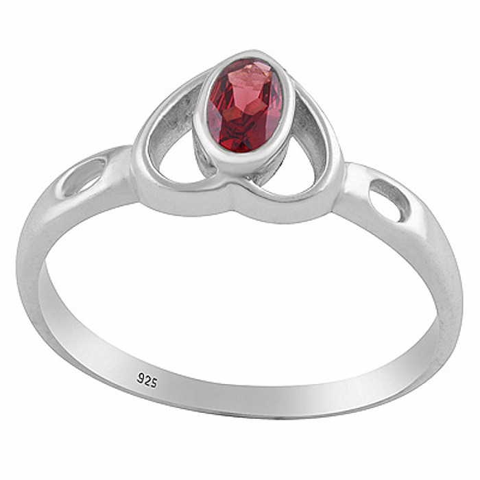 Strieborný prsteň s granátom Srdce - 57 mm (US 8), 1,2 g