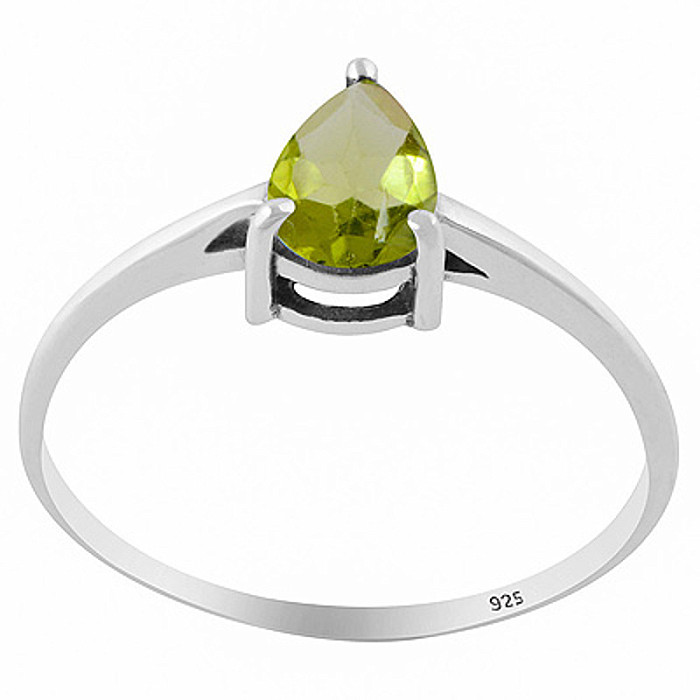 Strieborný prsteň s olivínom - 57 mm (US 8), 1,1 g