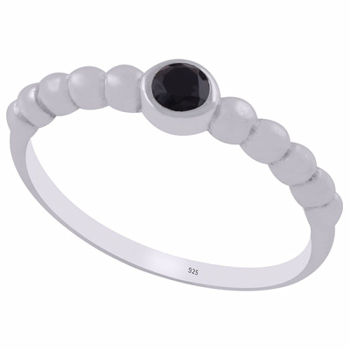 Strieborný prsteň s onyxom - 57 mm (US 8), 1,5 g