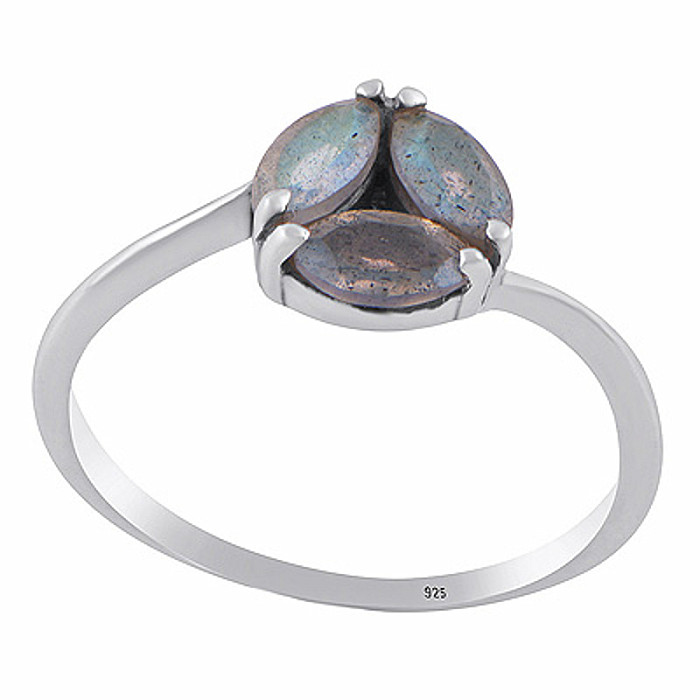 Strieborný prsteň s labradoritom - 57 mm (US 8), 1,6 g