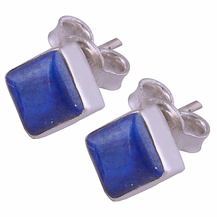 Strieborné náušnice kôstky s Lapisom Lazuli - 10 mm, 2,7 g