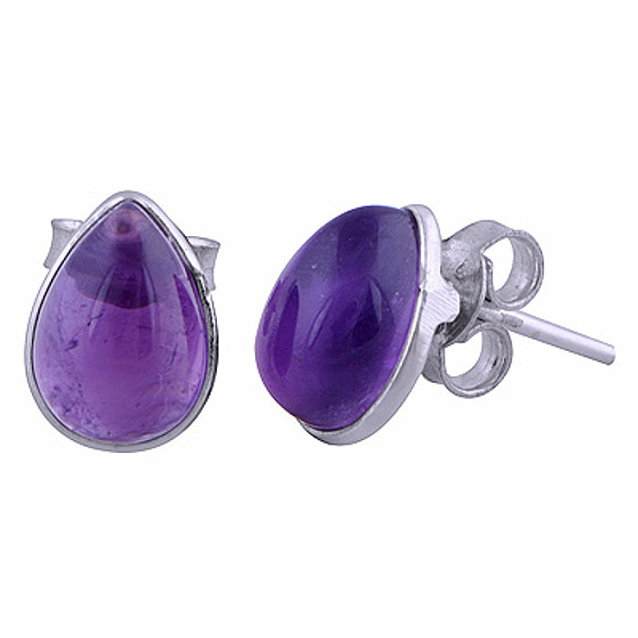 Strieborné náušnice kôstky s ametystom - 11 mm, 1,8 g