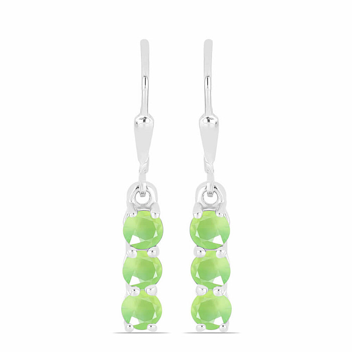 Náušnice strieborné s kabošonmi prehnitu Ag 925 014969 PREH - 1,2 cm, 2,1 g