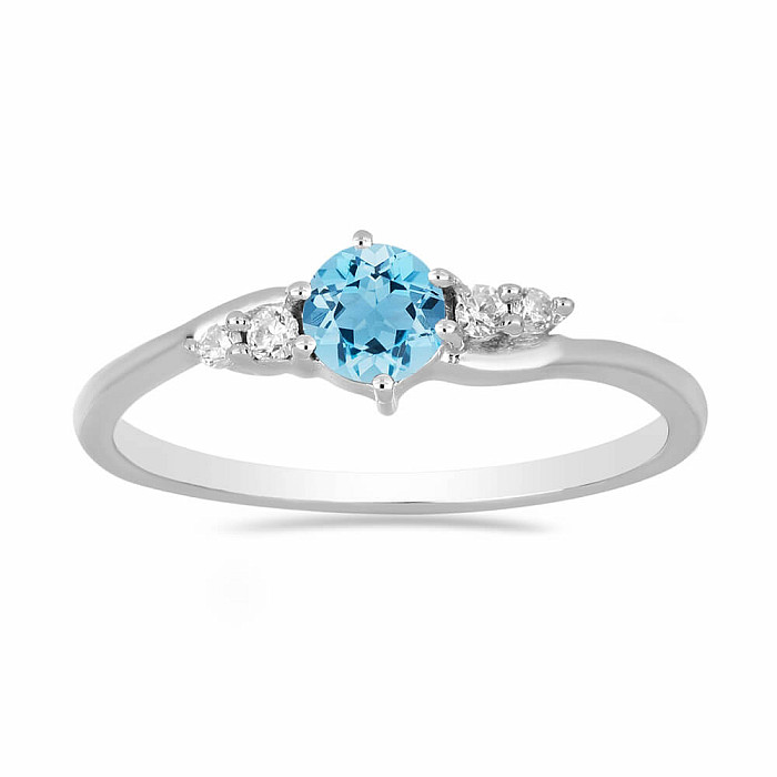 Prsteň strieborný s Blue Sky topazom a zirkónmi Ag 925 011580 BT - 62 mm (US 10), 1,8 g