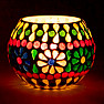 Svietnik sklo na čajové a votívne sviečky okrúhly Mozaika multicolor