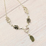 Vltavín, Herkimer diamant a meteorit náhrdelník striebro Ag 925 LOT31