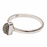 Diamant prírodný surový prsteň striebro Ag 925 R380