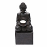 Budha sediaci na podstavci so stojanom na sviečku čierna soška
