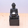 Budha sediaci na podstavci so stojanom na sviečku čierna soška