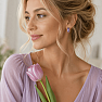 Strieborné náušnice kôstky so zirkónmi GOLDEN LILAC