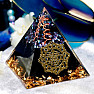 Orgonit Aqua aura pyramída s obsidiánom