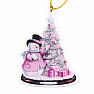 Vianočná ozdoba Stromček so snehuliakom Ružový