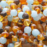 Jantárové korálky pre deti satinovanej multicolor s akvamarínom A kvalita