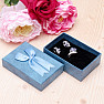 Papierová darčeková krabička modrá s mašľou na prstene a náušnice 6,3 x 9,3 cm