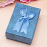 Papierová darčeková krabička modrá s mašľou na prstene a náušnice 6,3 x 9,3 cm