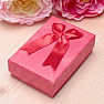 Papierová darčeková krabička červená s mašľou na prstene a náušnice 6,3 x 9,3 cm
