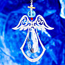 Nebeský anjel Feng Shui záves do okna z kovu a krištáľu modrý korálku