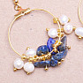Lapis Lazuli módne kruhové náušnice s perlami