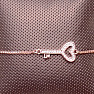 Trblietavý sťahovacie náramok farby ružového zlata Kľúč s kubickou zirkónia