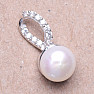 Prívesok strieborný s bielou perlou a zirkónmi Ag 925 015666 WP