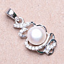 Prívesok strieborný s bielou perlou a zirkónmi Ag 925 09711 WP