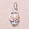 Prívesok strieborný s ružovou perlou a zirkónmi Ag 925 09711 PP