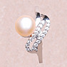 Prsteň strieborný s ružovou perlou a zirkónmi Ag 925 017135 PP