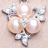 Prívesok strieborný s ružovými perlami a zirkónmi Ag 925 014563 PP