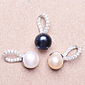 Prívesok strieborný s čiernou perlou a zirkónmi Ag 925 015666 BP