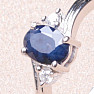 Prsteň strieborný s modrým zafírom a zirkónmi Ag 925 026295 SAF