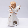 Svietnik porcelánový na čajové sviečky Anjel biely s flautou 22 cm