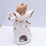 Svietnik porcelánový na čajové sviečky Anjel biely s husličkami 22 cm