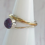 Tyrkys purpurový prsteň pozlátené striebro Ag 925 62323