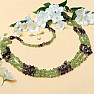 Olivín a záhneda náhrdelník sekaný štvorradový